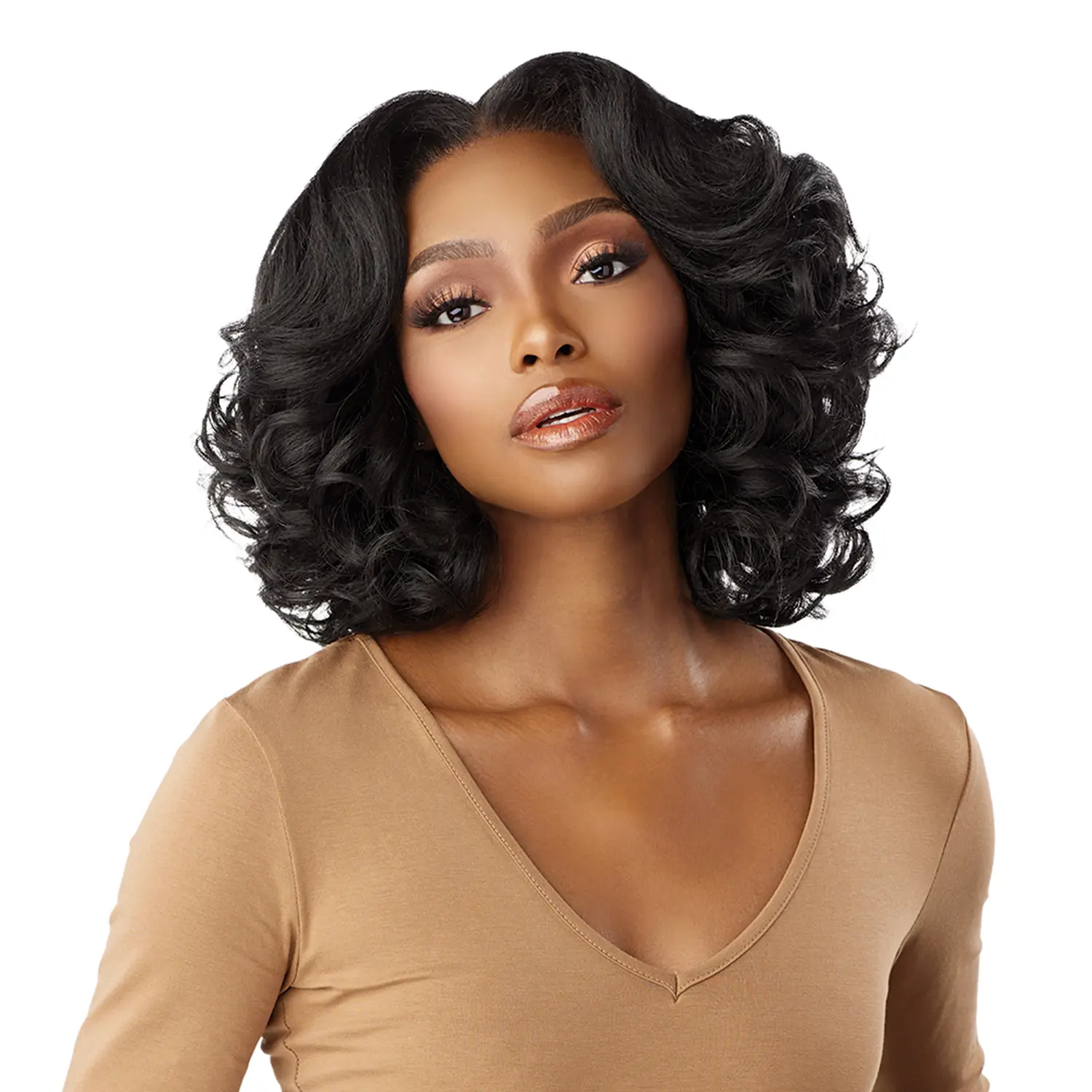 CURLS KINKS&CO 13x6 HD Lace Front Wig, Kinky Body Wave 14", Glueless Synthetic Hair with Kinky Edges for 3B-4C Hair Types, Synthetic Lace Wigs, Frontal Lace Wigs