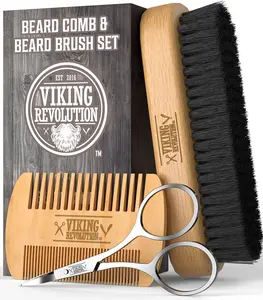 Natural Boar Bristle Brush and Pear Wood Comb Set for Men, Dual Action Grooming Kit for Beards | TikTok Shop Viral Product 2024 Haircare