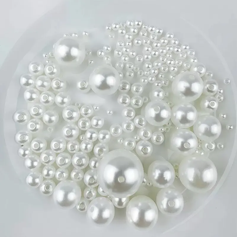 【B009】DIY ABS Imitation Pearl Round Plastic Beads Charms Kit with Customization & DIY Feature for Adults - Fashionable Acrylic Beading Supplies for Charms Making, Birthday Gifts (Toys & Hobbies, Beading & Jewelry Making)
