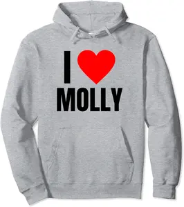 I Love Molly Name Personalized Women Heart BFF Friend Girls Pullover Hoodie - 33B0BJ5TTM3H