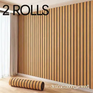 Self-Stick Wood Grain Wallpaper Rolls, 40cm X 300cm Thick Grid Straight Texture, Easy Tear and Stick Modern Home Decoration, Peel and Stick