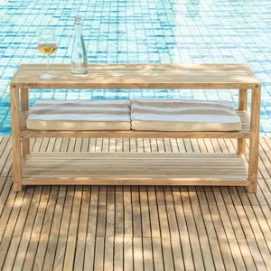 Savannah Natural Teak Shower and Spa/Bathroom/Outdoor - Storage Bench with Shelves- 28" or 40"
