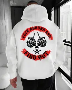 Fuck Around And Find Out Skull Hand Graphic Hoodie – Dark Humor Aggressive Quote T Shirt Sweatshirt for Men