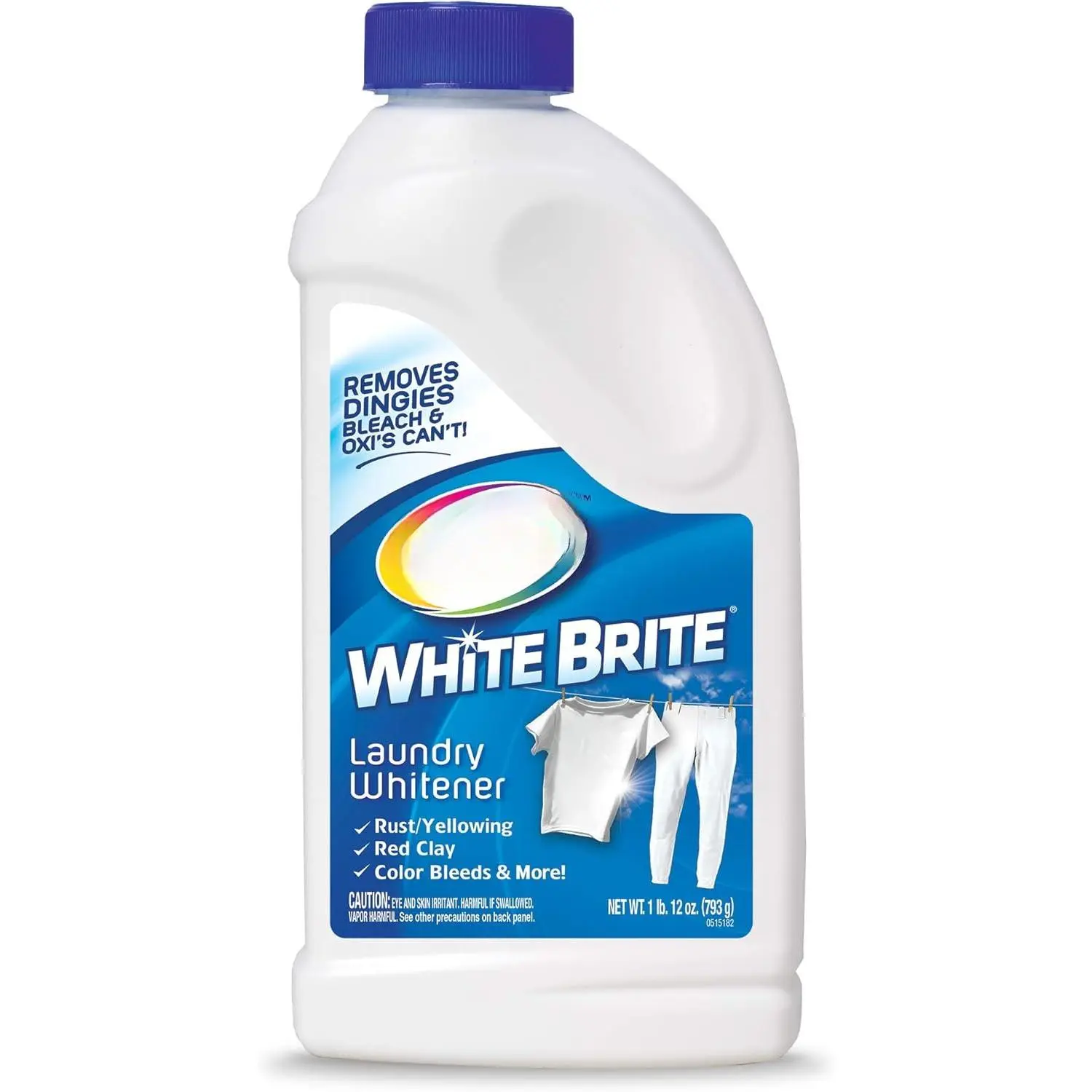 White Brite Laundry Whitener , Stain Remover Detergent Booster for Clothes, Removes Red Clay and Rust Stains on White Clothing and , 1 Pound 12 Ounce