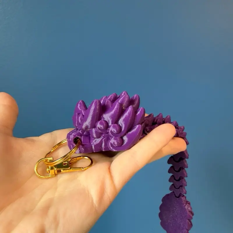 3D Printed Articulated Dragon Keychain – Flexible Fantasy Creature Bag Charm & Fidget Toy