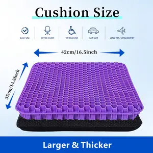Double-Thick Gel Seat Cushion Honeycomb Breathable Non-Slip Cover Pressure Relief for Office Car Wheelchair Elastic Furniture Protector,Extra Thick Gel Seat Cushion Honeycomb Breathable Non Slip Pressure Relief for Office Car Wheelchair Elastic Furniture