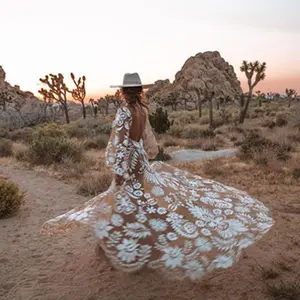 2025 new lace corset wedding dress deep V mesh embroidery puff sleeve backless dress New Piece White