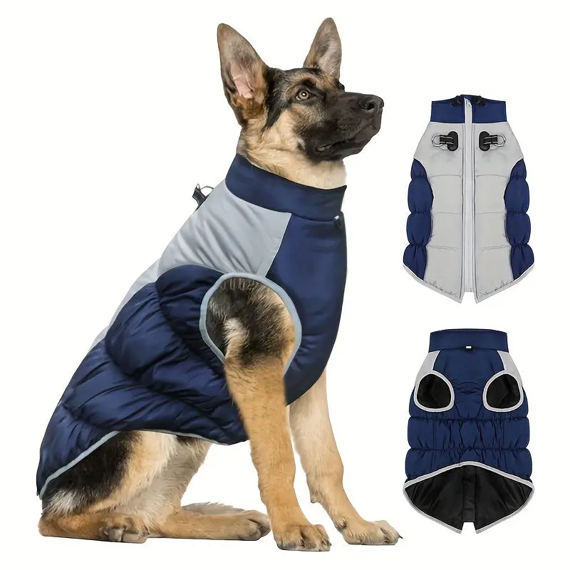 Winter Warm Medium and Large Dogs Pet Padded Coat, Windproof Reflective Dog Jacket, Dog Clothes