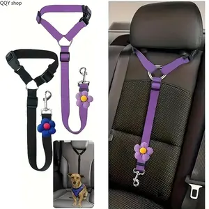 2 Packs Adjustable Dog Car Seatbelt Harness, Pet Headrest Restraint Tether, Safe Vehicle Seat Belt for Dogs and Puppies, Durable Secure Travel Accessory for Pet Car Riding and Road Trip Safety
