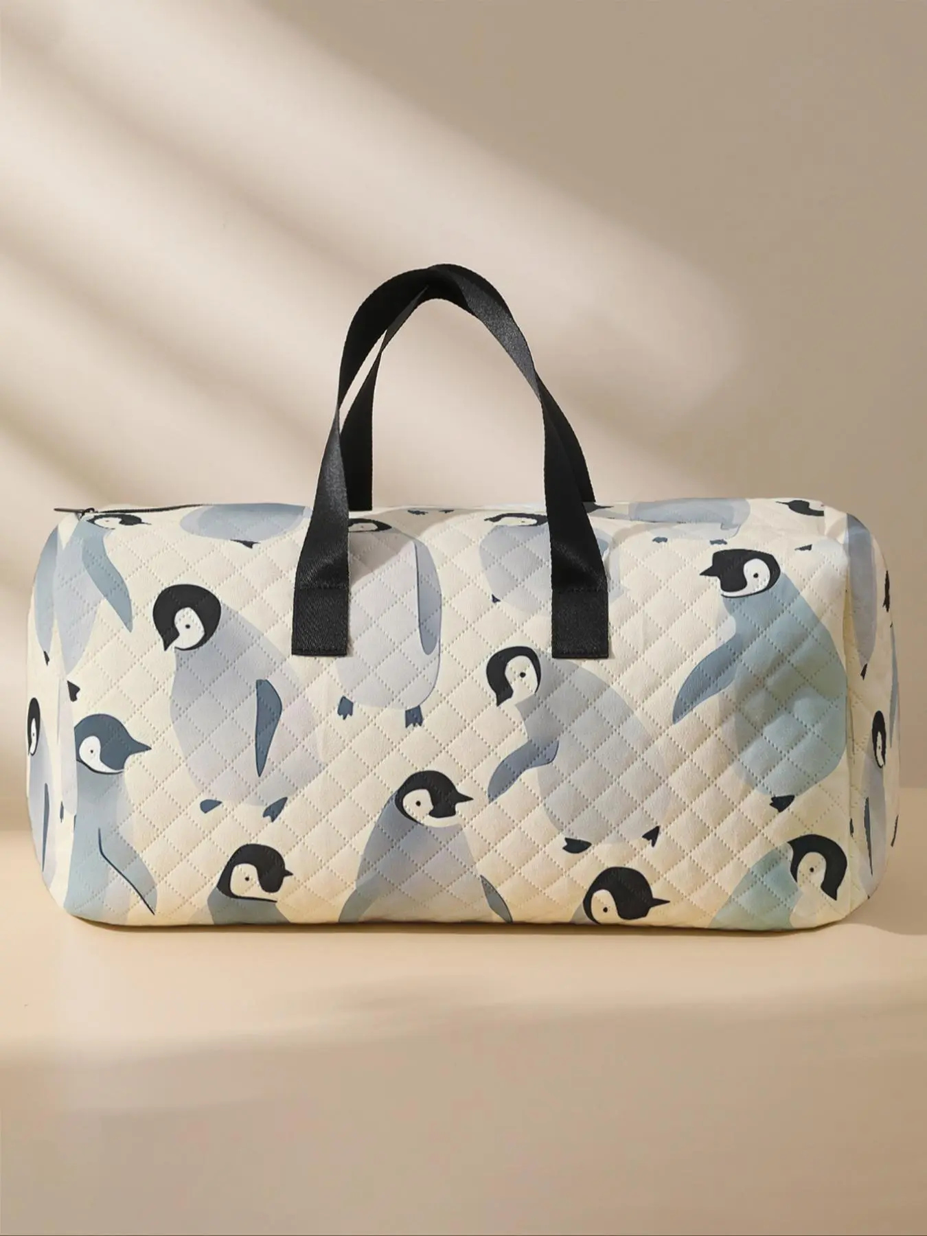 Cartoon Penguin Print Travel Bag, Large Capacity Travel Luggage Bag, Portable Overnight Bag, Fashionable Travel Bag, Yoga Training Bag, Crossbody Bag with Shoe Storage, Travel Duffel Bag, Gym Travel Duffel, Multipurpose Luggage