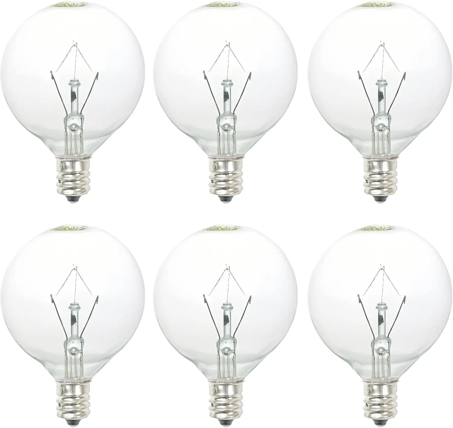 25 Watt Wax Warmer Bulbs,Light Bulbs for Full Size Scentsy Warmer & Candle Wax Warmer,Long Life-Span and Melt Wax Fast Warming Bulbs,120 V/E12 Type G Bulb,Dimmable, Warm White,6 Packs