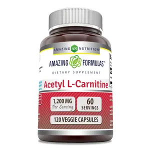 Amazing Formulas Acetyl-L-Carnitine 1200 Mg | 120 Vegetarian Capsules | Non-GMO | Gluten-Free | Made in USA