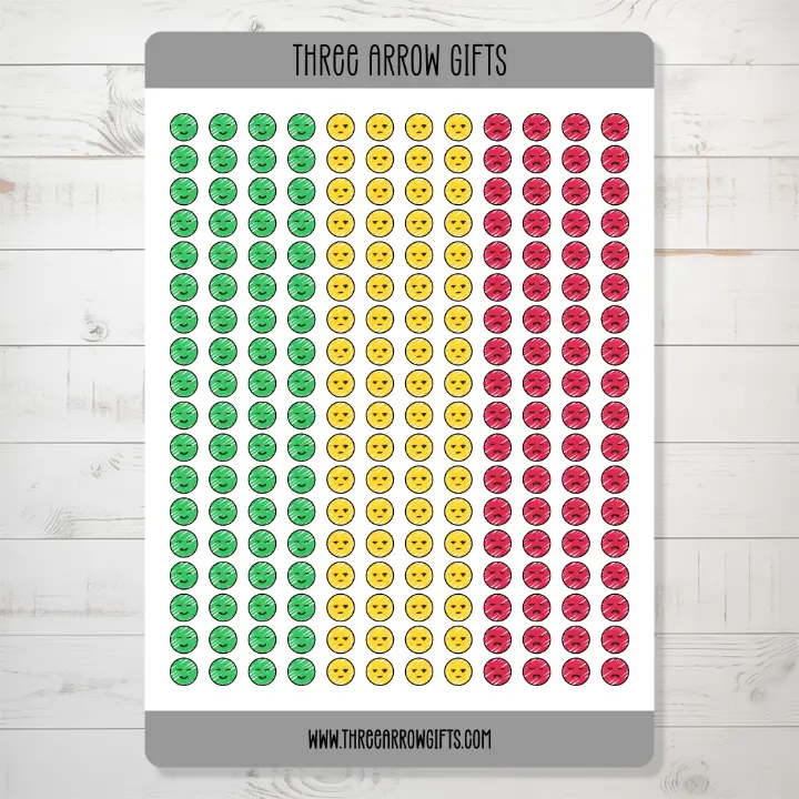 Happy Neutral Mad Mood Sticker Sheets for Planners, Journals, Scrapbooks