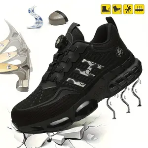 Steel Toe Work Boots - No-Tie Lacing, Anti-Smash, Slip Resistant & Breathable for Quick Wear