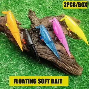 2-Pack Soft Fishing Lures, Realistic Design, Available in 5 Colors, Durable Tpe Material, Perfect for Angling Enthusiasts