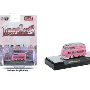 M2 1960 Volkswagen Delivery Van "Lowriders" Pink 1/64 DIECAST Car with Acrylic Case, Model M2 31500-MJS77