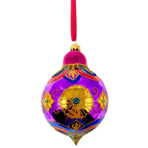 Amethyst Sparkling Gem Glass Christmas Bauble