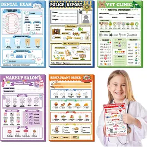 6 Pack Kids Pretend Play Notepads 4 x 6 Inch Playtime Pads for Kids 40 Pages Pretend Notebooks Imaginative Role for Toddlers (Role Play)