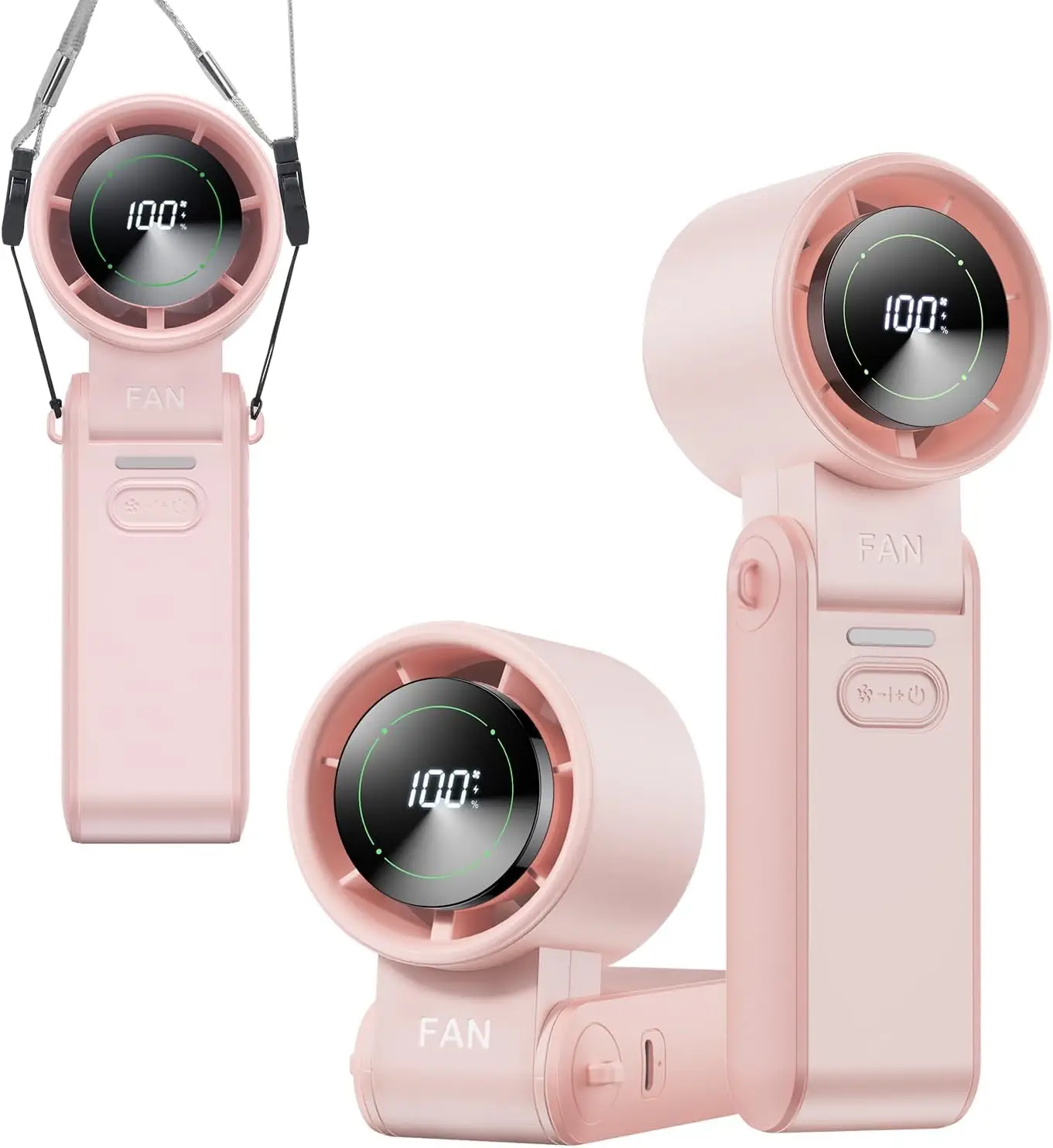 3-in-1 Portable Handheld Turbo Fan-100 Speeds13000 RPM, 12Hrs Cooling, Digital Display, 120°Rotation, USB RechargeabHand Held Personal Fan for Travel,