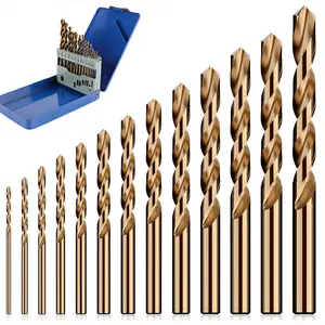 13-Piece Cobalt Drill Bit Set 1/16"–1/4" M35 HSS Twist Jobber Length Bits with 135° Split Point for Hardened Metal Stainless Steel Cast Iron Wood & Plastic Index Storage Case Included Tool