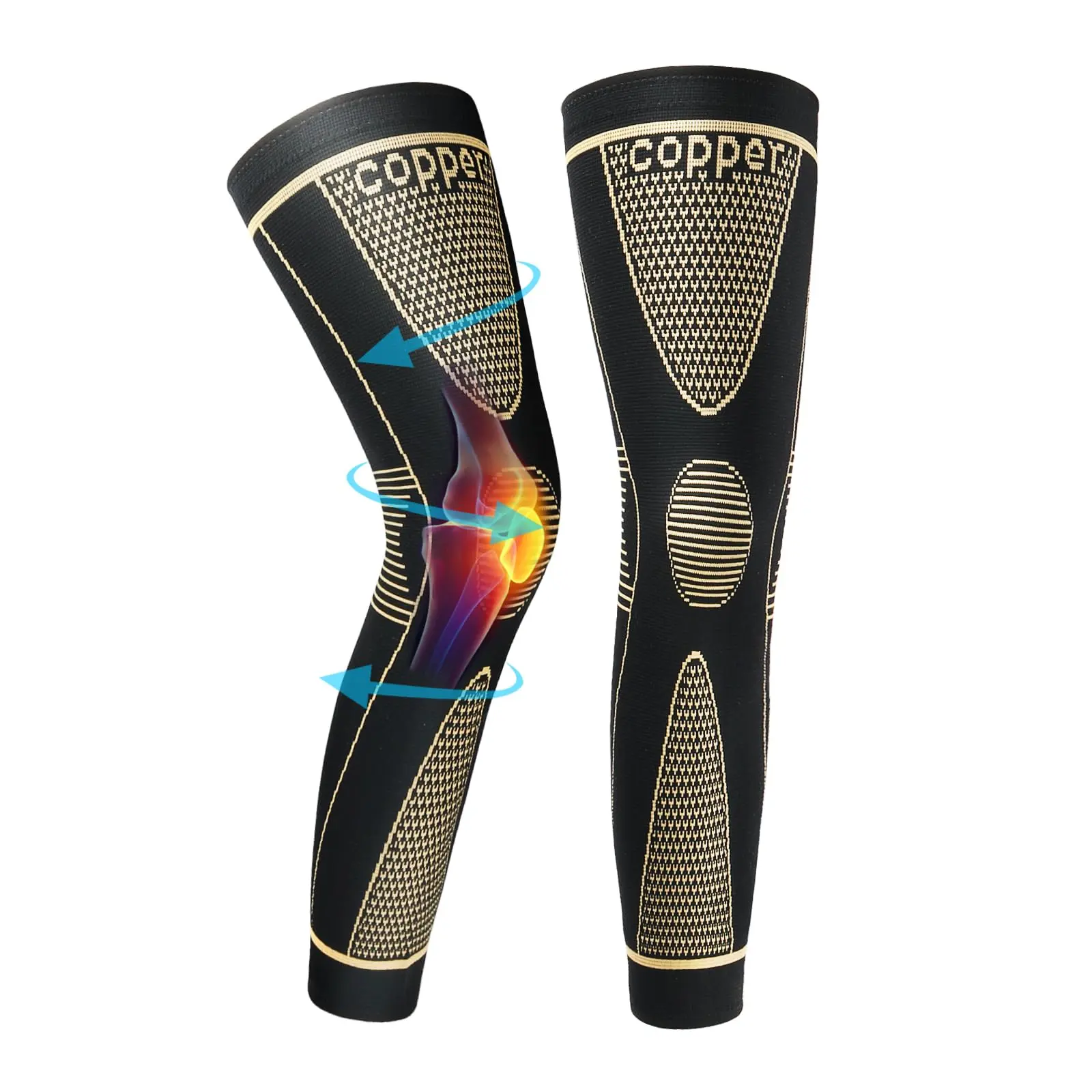 Copper Knee Sleeves Compression Stockings 2026 New Model Full Leg Support Anti Slip 20-30mmHg Reduce Varicose Veins for Arthritis Sports Knee Brace Swelling Men Women