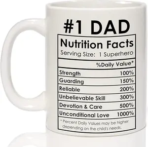 Dad Mug Gifts for Dad Coffee Mug from Daughter Son - Best Daddy Gifts, #1 Daddy Nutrition Facts Cup - Happy Father Christmas Birthday Gift from Son Daughter