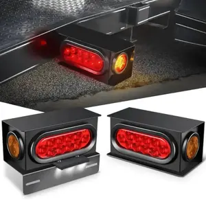 Nilight Trailer Light Box Kit | 6 Inch Oval Red Tail Lights | 2 Inch Round Amber Side Marker Lights
