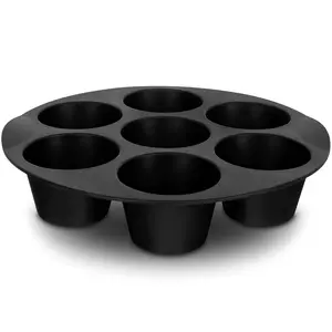 Silicone Cupcake Pan for Air Fryer Pack of 2 - 7 Mini Muffin Maker Cupcake Tray Baking Mold Nonstick Egg Cups Molds for Oven & Microwave Safe Easy Clean Portable Round Cups for Desserts Baked Reusable