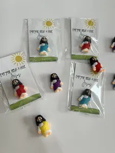 Everyone Needs a Little Jesus Mini Jesus Figurine and Card - Compact 1 1/2" x 1" Figurine with 2" x 3 1/2" Card - Safe for Gift-Giving - Customize Your Color