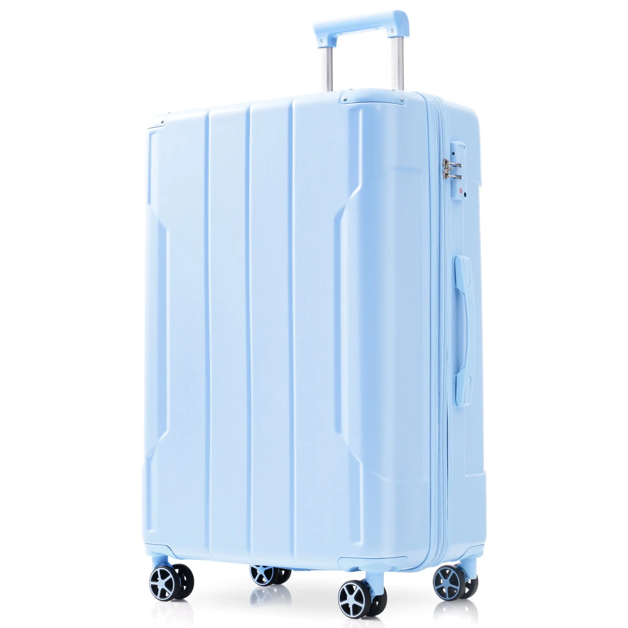 EUROCO 28" Hardside Checked Luggage, ABS Expandable Suitcase with TSA Lock and Double Spinner Wheels,Lightweight Durable luggage,Sky Blue
