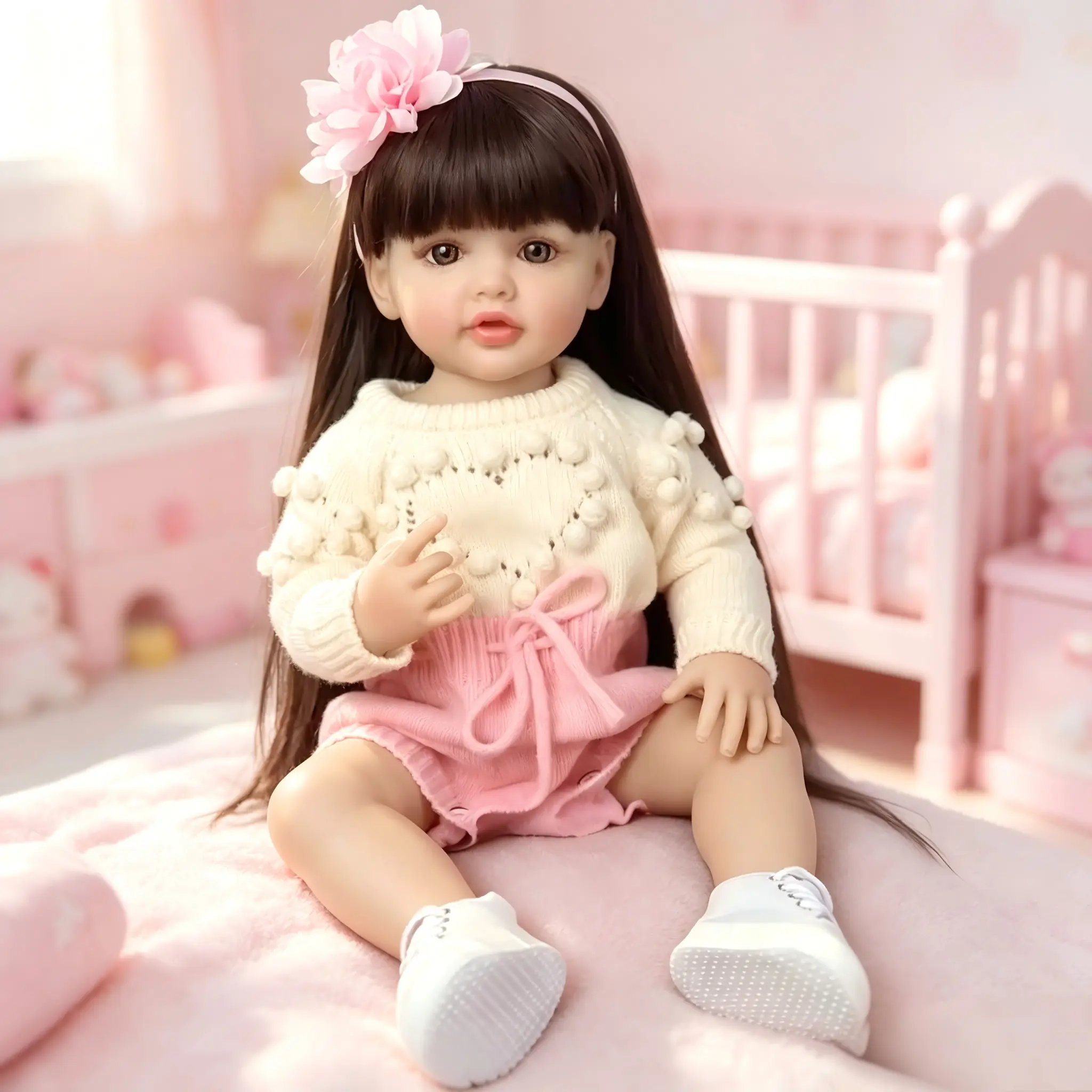 Princess Viral Dollcore Betty Doll Set - Realistic Reborn Toddler Doll with Long Hair, Washable Vinyl Body, Poseable Limbs, Beautiful Eyes, Pink Pacifier - Kids' Birthday Christmas Gift (Toys & Hobbies, Dolls & Stuffed Toys)