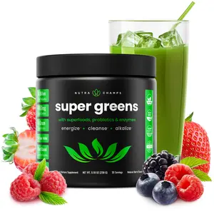 Super Greens Drink Mix (30 Servings) Energy, Digestion, Gut Health & Bloat Relief | 40+ Organic Superfoods Greens, Probiotics, Antioxidants & Digestive Enzymes | Berry Flavor