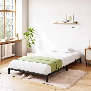 Heavy Duty Metal Bed Frame Queen – High Platform, Sturdy Steel Slats, Spacious Underbed Storage, Noise-Free, Easy Assembly, No Box Spring Needed, Modern Black Finish, Bedroom Furniture