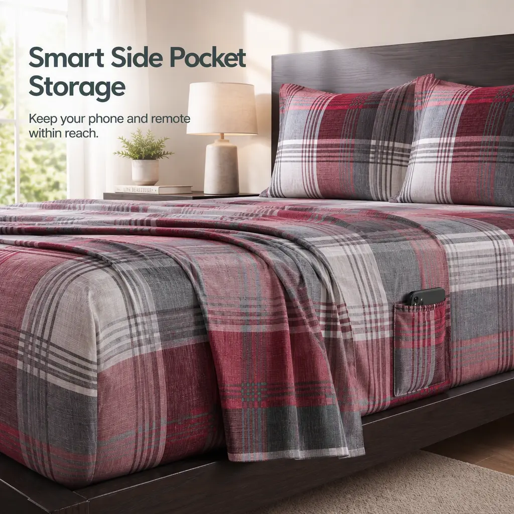 4-Piece Luxury 100% Cotton Flannel Bedsheets Set - 16-in Deep Pocket, Side Pocket, OEKO-TEX Certified Hotel Quality Bed Sheets Fitted Sheet Set