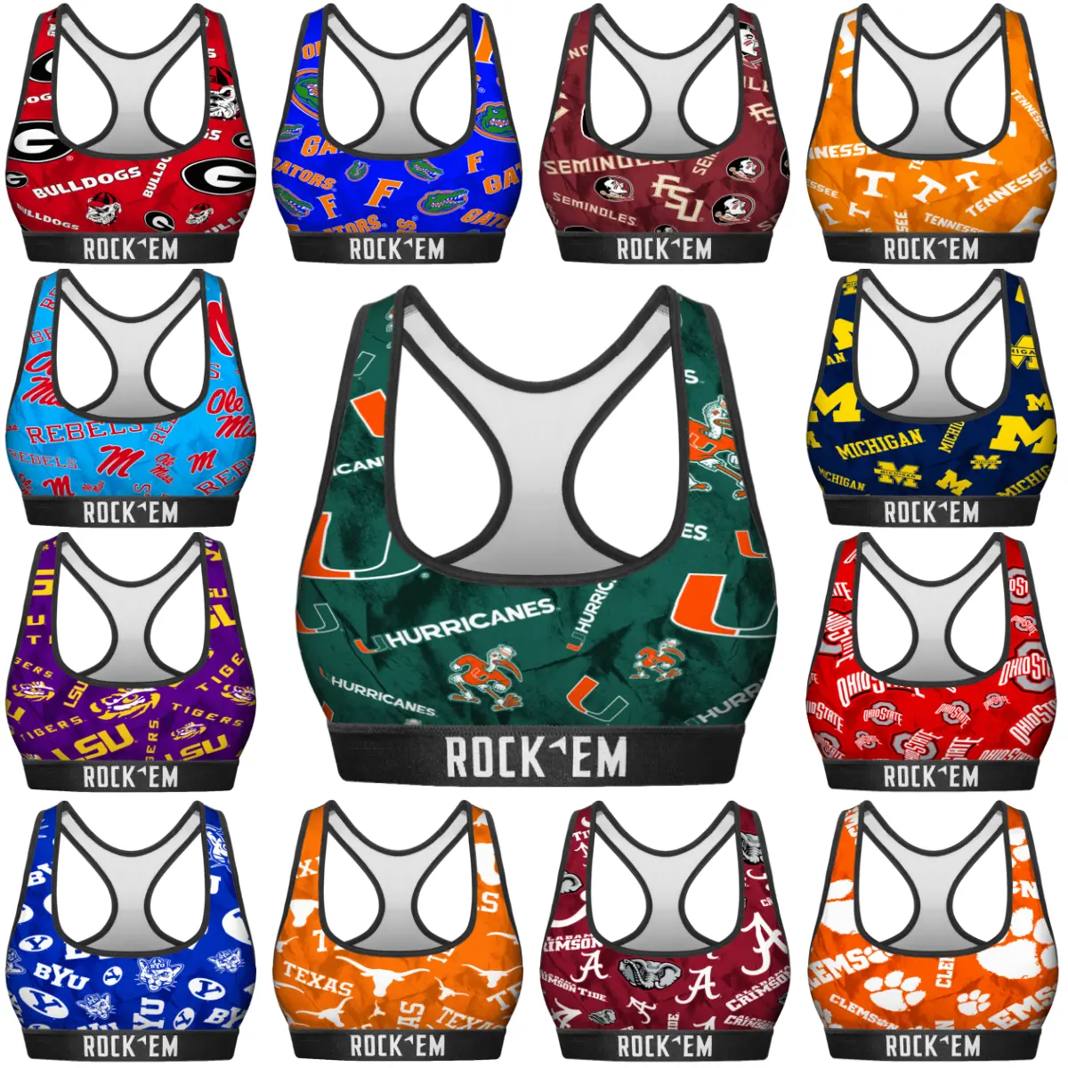 College Logos Women's Sports Bra - Viral Cute Super Vibrant Team Prints For Fans Soft Breathable Casual Sporty Fabric