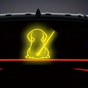 Reflective puppy carving stickers, cute rear windshield reflective puppy car windshield wiper stickers, funny puppy moving tail stickers, car rear wiper reflective stickers