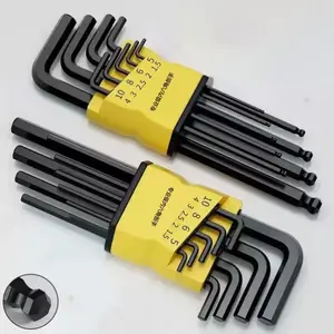L-Type Hex Wrench Set, High Hard Alloy Hex Key Tools, Star Screwdriver Kit, Nine-Piece Hexagon Nut Driver Set, Hexagonal Design, Hand Tools