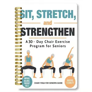 Seniors & Beginners Chair Yoga Guide, 30-Day Challenge & 10-Minute Daily Exercise, A5 Spiral Notebook, Thick Cover, Home Office Use