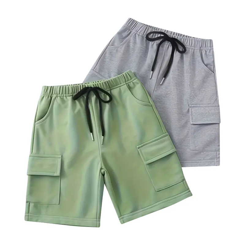 #SummerVibes 2-piece boy summer plain casual shorts children summer fashion Joker children's clothing with pockets Lightweight