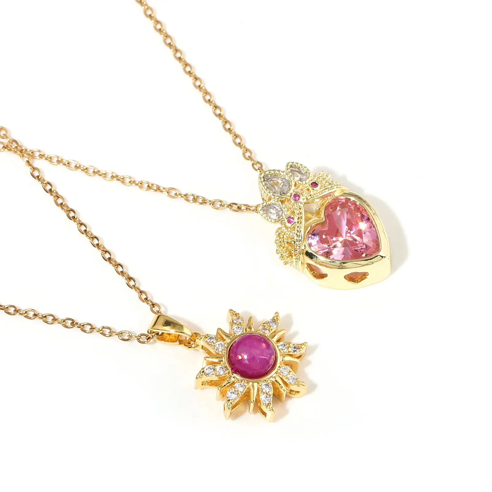 Zircon dopamine Barbie couple necklace
