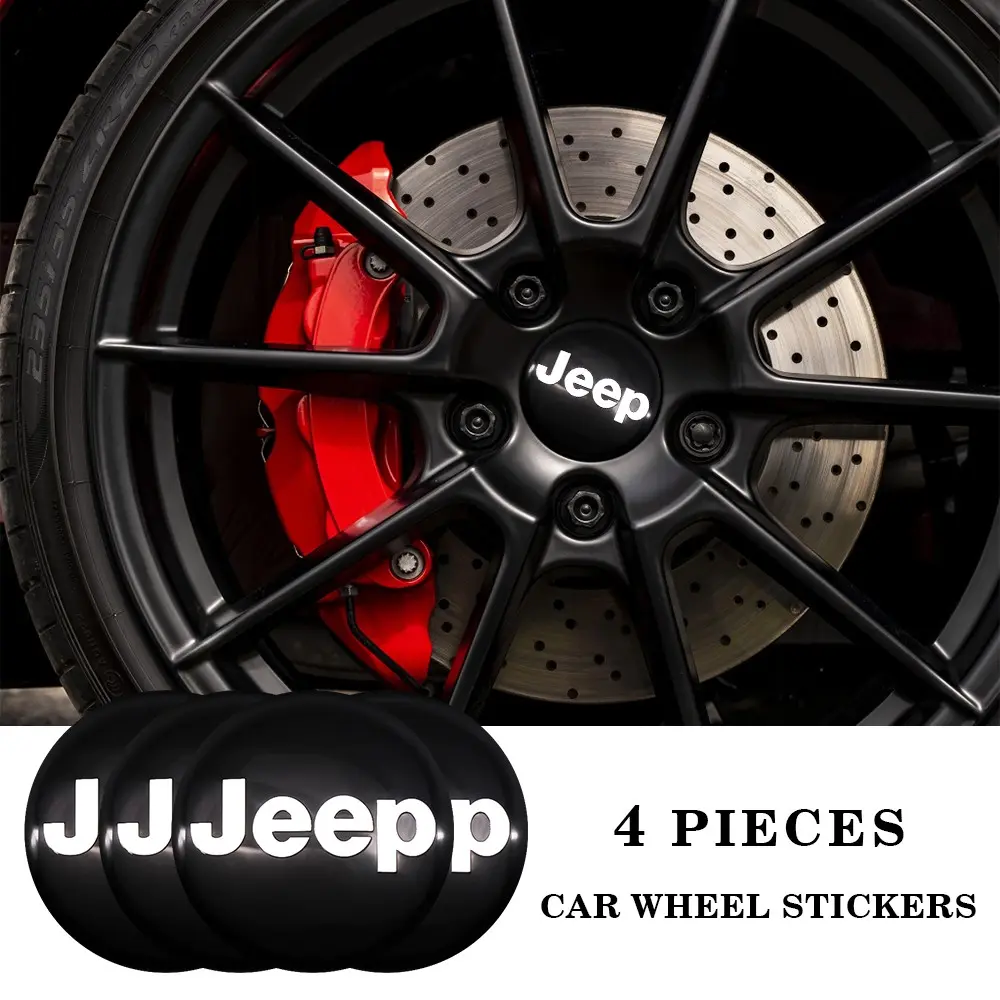 4pcs Jeep Wheel HUB Center Cap Emblem Cover, Car Logo Decoration Accessories, Replacement Rim Caps for Wrangler, Grand Cherokee, Liberty, Hard-Style Suvs, Automotive Accessories