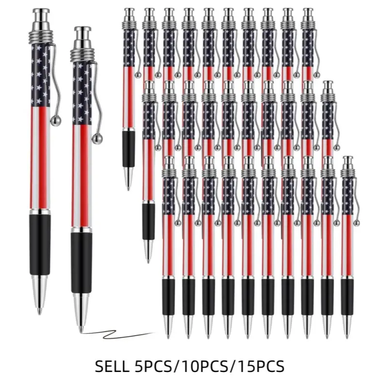 American Flag Ballpoint Pen, 5/10/15pcs USA Patriotic Themed 1.0mm Independence Day Gel Ink Ballpoint Pen for Writing Signing