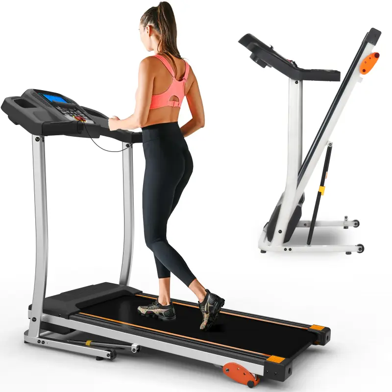 Home Use Folding Treadmill - 2.5HP Energy-Efficient Motor, 12KM/H Fast Running Speed, 4 Incline Levels, 12 Preset/Adjustable Programs, LCD Display, Bluetooth, Security Key, Cup Holder, Shockproof Smooth Low-Impact Cardio Equipment (49.00x18.00x47.00 in)
