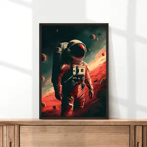 Astronaut Wall Art, Space Art Print, Vintage Retro Space Poster, Astronaut In Outer Space, Astronaut Poster