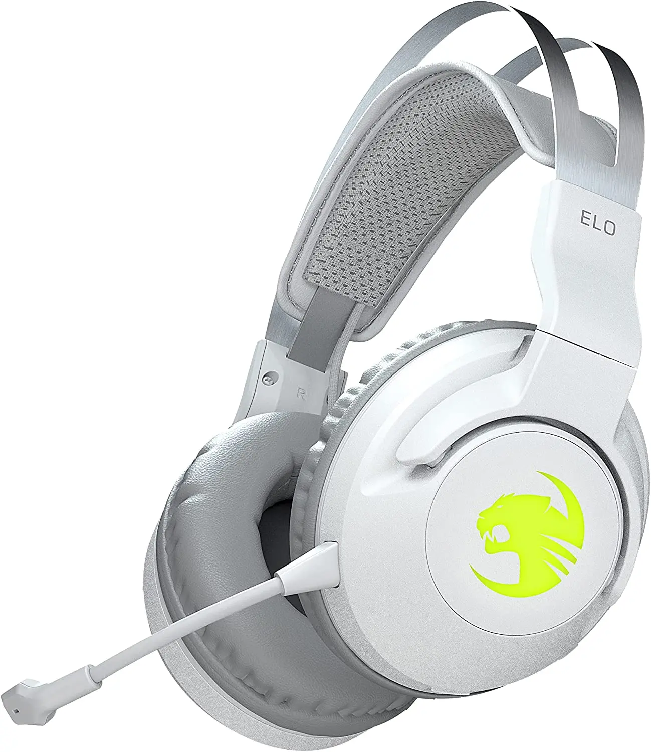 ROCCAT Elo 7.1 Air PC Wireless Gaming Headset, Surround Sound Headphones with Detachable Noise Cancelling Microphone, 50Mm Drivers, 24 Hr Battery Life, RGB Lighting, White ROCCAT