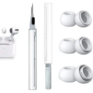 [3 Pairs] Replacement Ear Tips for AirPods Pro and AirPods Pro 2nd Generation with Noise Reduction Hole, 3 in 1 Cleaner Kit for AirPods 1 2 3 Pro/Pro 2, Silicone Ear Tips for AirPods Pro (S/M/L)