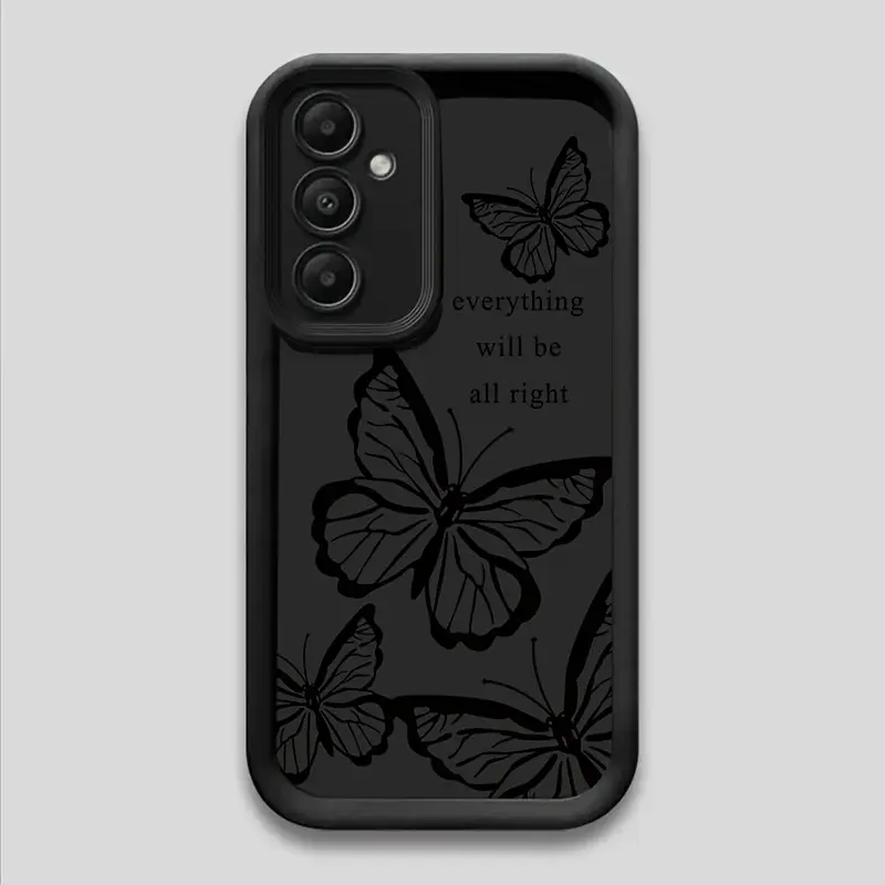 Phone Case: Suitable for Samsung Simple English Butterfly A54 Phone Case, A52, Soft, A13, Frosted, S24, Full Coverage, S20FE/S21 Plus/S22/S22 Ultra/Suitable for Galaxy S23/A05/A12/A13/A15/S22/S23
