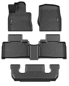 GARVEE Floor Mats for 2020-2025 Ford Explorer 6 Passenger - Black Anti-Skid All Weather TPE Floor Liners, 3 Rows, Durable and Custom Fit