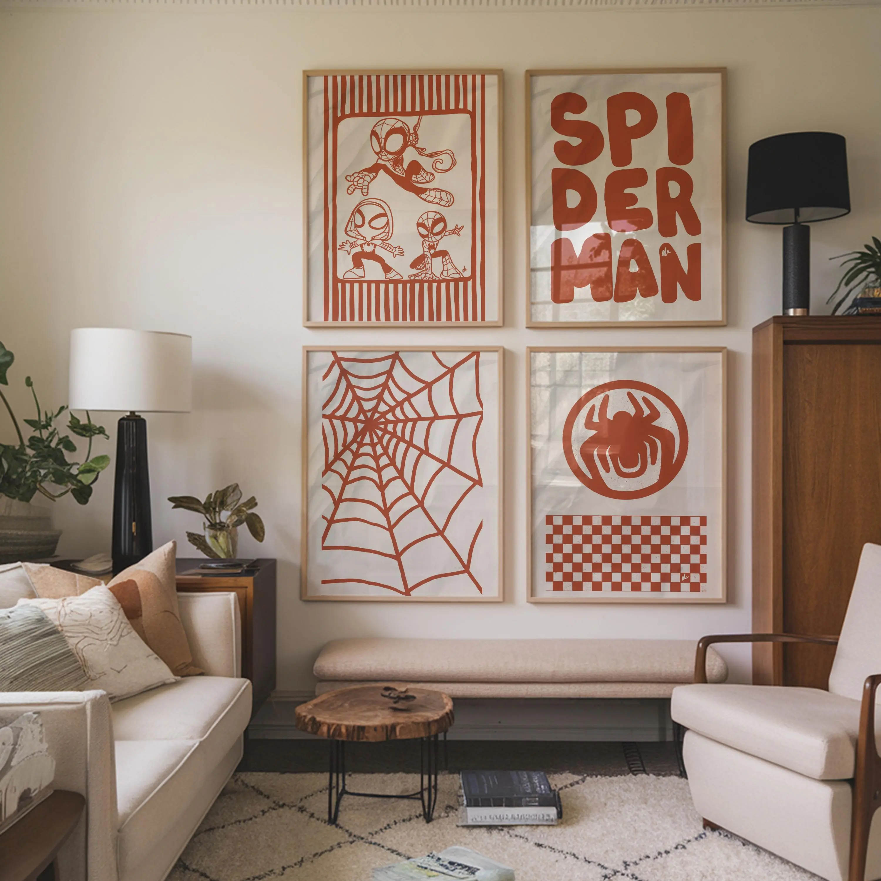 Web Hero Inspired Poster Set Comic Style Wall Art Retro Superhero Print Minimalist Spider Theme Room Decor Kids Bedroom Living Room Office Decor Vintage Graphic Poster Gift Modern Home Decoration Unframed Wall Print Set