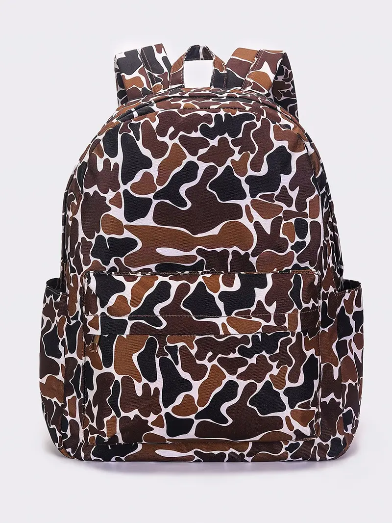 Kids' Brown Camouflage Print Child-Sized Backpack - 13*17*5 In, Bold Camo Look, Back to School Haul Accessory, Backpack Haul Ready, Room for School Supplies